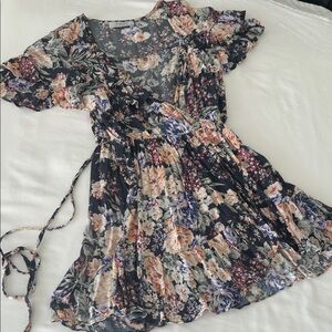 Auguste The Label Floral Wrap Mini Dress US4